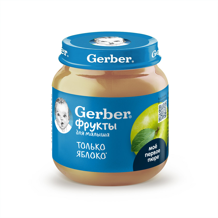 картинка GERBER, ПЮРЕ "Яблоко" с 4 мес. (125 г)   от магазина Радуга детства