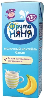 картинка ФРУТОНЯНЯ, КОКТЕЙЛЬ молочный банан  (0,2л) от магазина Радуга детства