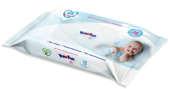 картинка YokoSun, САЛФЕТКИ влажные для детей (18 шт) от магазина Радуга детства