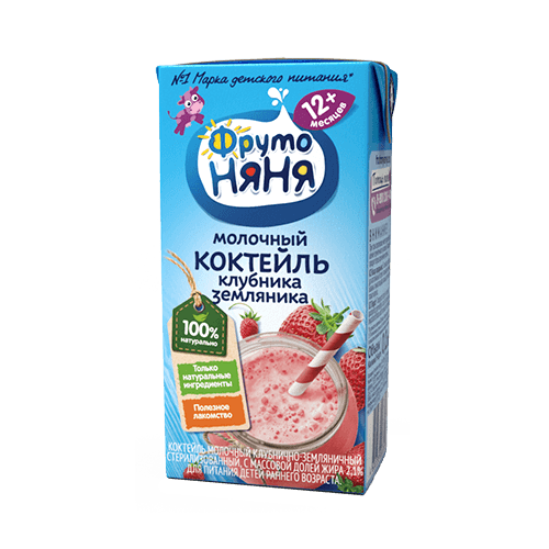 картинка ФРУТОНЯНЯ, КОКТЕЙЛЬ молочный клубника 200 гр от магазина Радуга детства