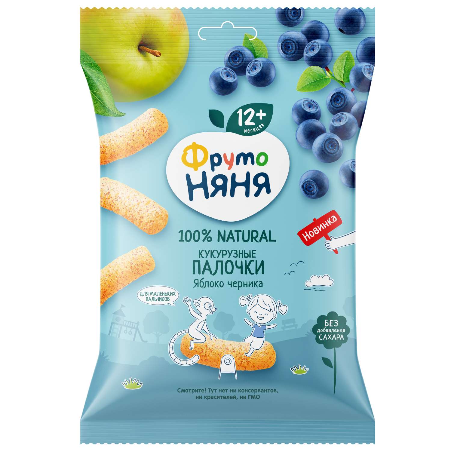 картинка ФРУТОНЯНЯ, ПАЛОЧКИ кукурузные яблоко-черника (20 гр) от магазина Радуга детства
