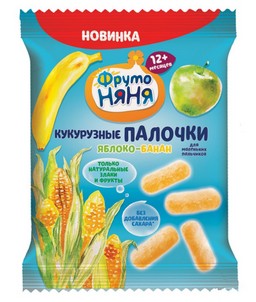 картинка ФРУТОНЯНЯ, ПАЛОЧКИ кукурузные яблоко-банан (20 гр) от магазина Радуга детства