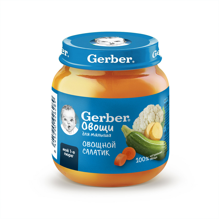картинка GERBER, ПЮРЕ "Овощной салатик" с 5 мес. (125 г) от магазина Радуга детства
