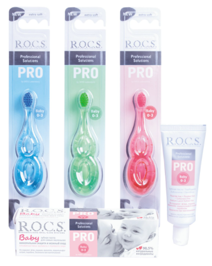 картинка R.O.C.S. PRO Baby, ЩЁТКА зубная  для детей от 0 до 3 лет от магазина Радуга детства