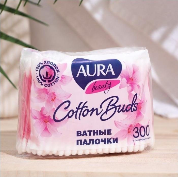 картинка АУРА, ПАЛОЧКИ ватные (300 шт) п/э от магазина Радуга детства